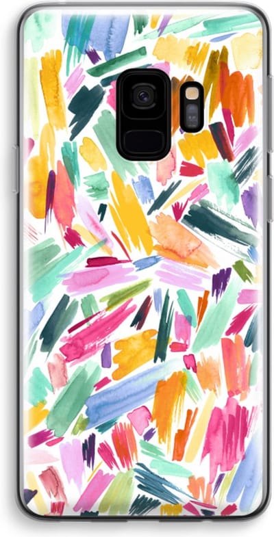 Hoesje geschikt voor Samsung Galaxy S9 hoesje - Watercolor Brushstrokes - Soft Cover Telefoonhoesje - Bescherming aan alle Kanten en Schermrand