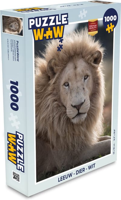 Puzzel Leeuw - Dier - Wit - Legpuzzel - Puzzel 1000 stukjes volwassenen