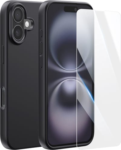 Hoesje Geschikt voor iPhone 16 - Met 1x Screenprotector - Anti-Shock Case - Zwart Telefoonhoesje