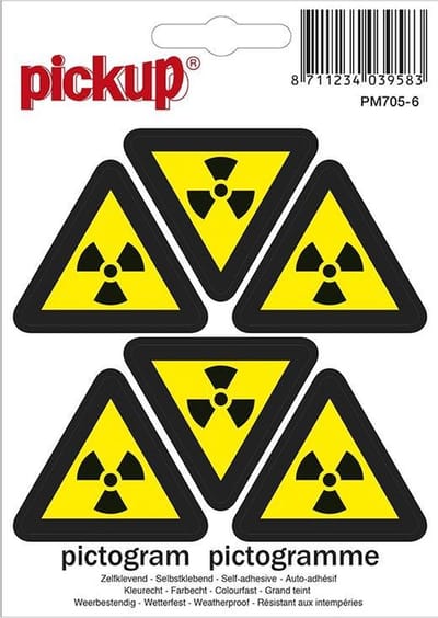 Mini picto's 4,5 cm 6 per vel - Radioactieve stoffen - sticker
