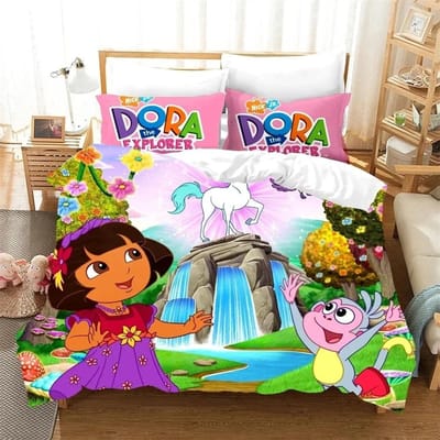 3D Print D-Dora Cartoon Ontdekkingsreiziger Beddengoed Set Dekbedovertrek Bedset Dekbedovertrek Kussensloop Dekbed King Queen Size Jongens Volwassene 180x210cm 3pcs