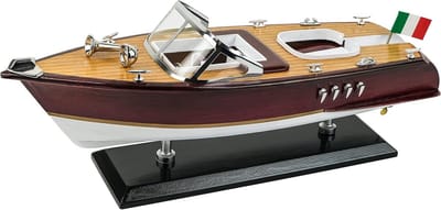 Houten Modelboot - Schaalreplica Boot - Decoratie Stuk - Luxe Houten Runabout - 38 cm Lengte - Houtkleur
