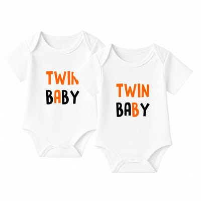 Romper Tweeling Baby – Twin Baby – Wit – Korte mouw – Maat 74/80