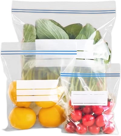 Dailygoods- Vrieszakken set 90 stuks - Herbruikbare voedselbewaarzakken - BPA-vrij PE materiaal - Luchtdicht afsluitbaar - Klein/middel/groot formaat - Ideaal voor koelkast/diepvries - Voedselzakken
