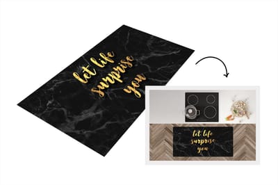 Keukenloper - Loper keuken - Quotes - Surprise - Goud - Marmer - 120x60 cm - Keukenloper vinyl