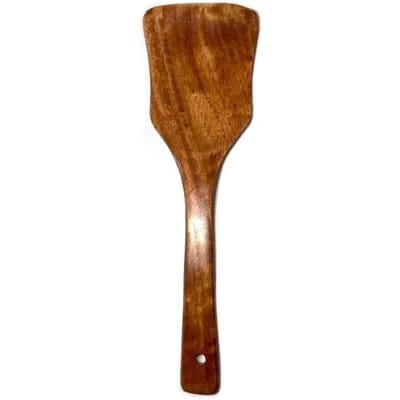 Kemu Pelle à manche court à tête carrée Poêle à crêpes antiadhésive spatule à frire Ustensiles de cuisine en bois résistants aux hautes températures brown