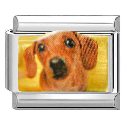 Quiges - Schakel - Bedel - 9mm - charms - hond teckel - Geschikt voor - armband - Schakelarmband - italy bedels armband