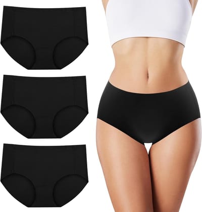 Zachte Katoenen Onderbroeken voor Dames, Naadloze en Ademend Hoog Taille Ondergoed, Ideaal voor Menstruatie en Dagelijks Gebruik, Set van 3 Stuks