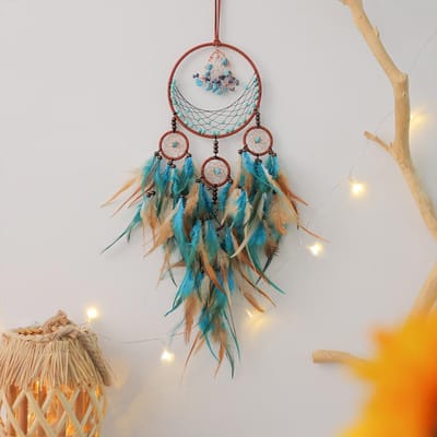 Gravel Life Boom Dromenvanger Net Hangen Kleurrijke Veer Windgong Muur Decoratieve Hanger gray