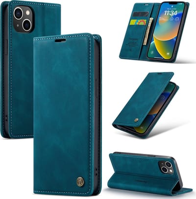 Casemania Hoesje Geschikt voor Apple iPhone 15 Emerald Green - Dunne Portemonnee Book Case - Slim Wallet Case met Pasjeshouder