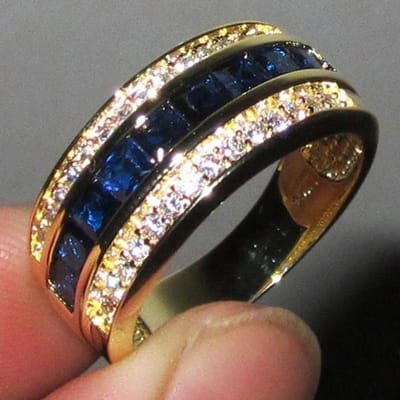 Trendy echte diamanten saffierring voor vrouwen 18k goud Bague of Jaune voor sieraden Anillos mannen edelsteen Anel sieraden gouden ringen doos 10 white
