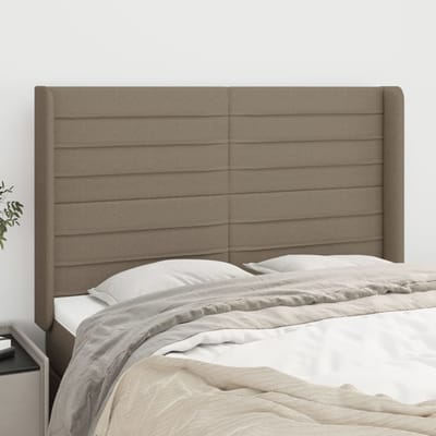 vidaXL - Hoofdbord - met - randen - 147x16x118/128 - cm - stof - taupe