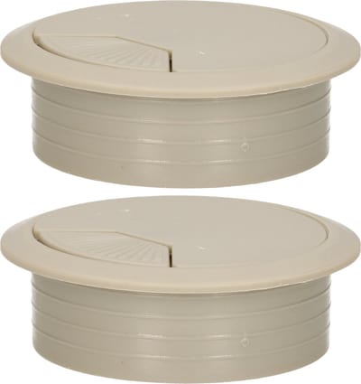 AMIG Kabeldoorvoer - 2x - kunststof dop met opening - Dia 60 mm x H20 mm - grijs - afsluitdoppen voor bureaus