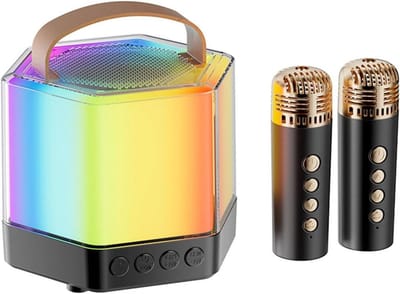 Karaoke Machine - Zing Set - Feestelijke Avonden - Dubbele Microfoons - 12 x 12 x 12 cm - Zwart