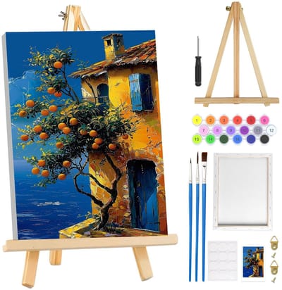 Dailygoods- Landschapsschilderij met Lijst - Schilderen op Nummer Volwassenen - Doe-het-zelf Kunstnummer - Creatieve Vrije Tijd - 20 x 30 cm - Voor Beginners