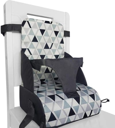 MK Stoer - Stoelverhogers - Baby's - Verstelbaar - 11 Cm Kussen - Polyestervezel - Sponsverhoger - Kinderen - Minimalistische Driehoek - Geschikt voor Stoel - Blauw - Reisstoelverhogers voor Baby's van 6 Maanden Tot 3 Jaar oud.