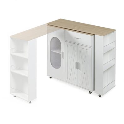 Uitschuifbare bartafel Kudebola 115x40x94 cm wit en eikenkleurig [en.casa]