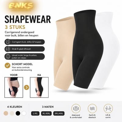 Shapewear 3 stuks voor buik, billen en heupen - corrigerend ondergoed - met schort model - geschikt voor lange broeken of lange jurken/rokjes -- beige/creme/zwart/wit - maat XL/XXL