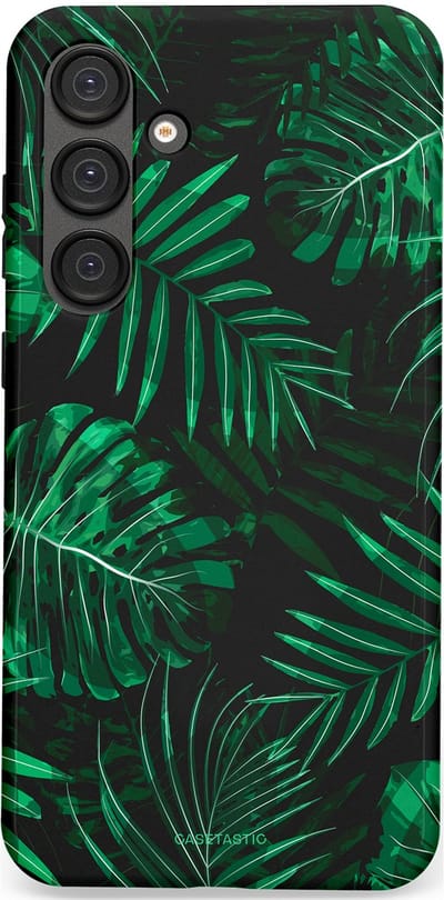 Casetastic hoesje geschikt voor Samsung Galaxy S25 Plus - Dubbellaagse bescherming - Jungle blad - Fashion Case - Donkergroen Zwart