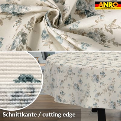 ANRO Tafelkleed Rozen Blauw Ovaal 240x140cm Rechte rand Afwasbaar Waterafstotend Binnen & Buiten
