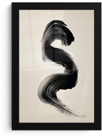Poster in lijst - Fotolijst 20x30 cm - Posters - Penseelstreek - Zwart - Minimalistisch - Posterlijst zwart - Decoratie - Wanddecoratie woonkamer - Muurdecoratie slaapkamer