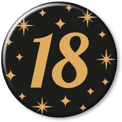 BTH - Buttons - 18 Jaar - Goud-Zwart - Badge - Speld - Verjaardag - Decoratie - 18 Jaar Verjaardag Versiering - Button