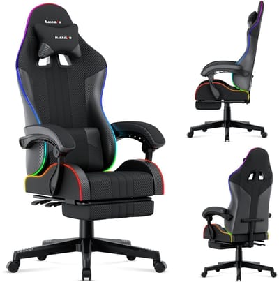 Huzaro Force 4.7 RGB Ergonomische Gamestoel - Met LED Verlichting & Afstandsbediening - Mesh Zwart