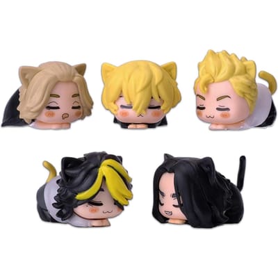 6 Stuks/1 Set Anime Tokyo Avengers Q Versie Slapende Katy Manjiro Sano Model Baji Keisuke Speelgoed Liggend Set Ornament Auto Pop No box yellow