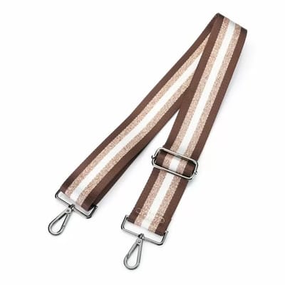 tas strap met banen, bruin, goud en beige