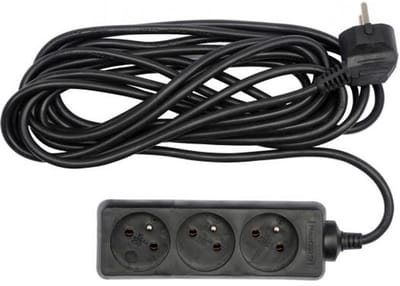 Vorel 72616 - Verlengsnoer - 3 Gaten - 3m - Zwart