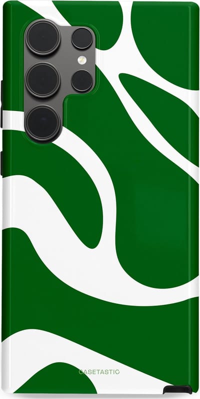 Casetastic Hoesje Geschikt voor Samsung S24 Ultra - Stijlvolle Beschermende Duo-layer Case - Groene Golven