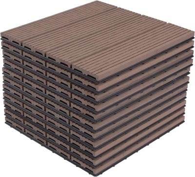 Composiet Terrastegels - Duurzame Vloerdelen - Buiten Terras - Onderhoudsvrij Kliksysteem - 30x30cm - Bruin