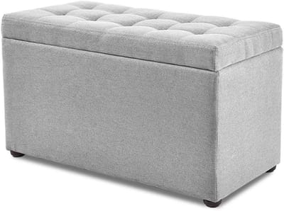 Opbergkruk Ottomaans - Voetenbank Poef - Woonkamer Organiseren - Gestoffeerde Zitting - 60x30x35 cm - Grijs