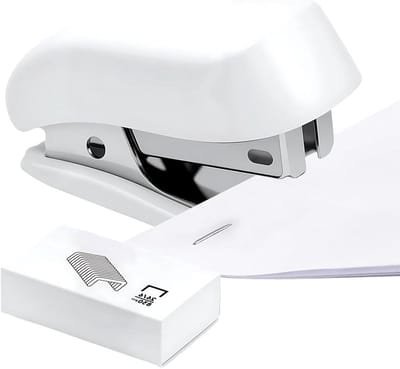 Mini Stapler - Klein Nietapparaat - Papier Werk - Ingebouwde Verwijderaar - 12 Vel Capaciteit - Wit