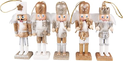 Clayre & Eef Hanger set van 5 Notenkraker 4x4x13 cm Goudkleurig Kunststof