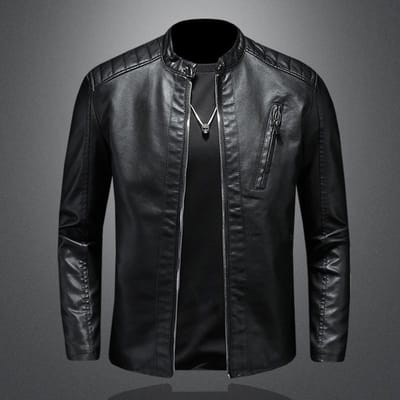 Herfst Grote Maat Staande Kraag Leren Jas voor Mannen, Trendy Slim Fit Casual Motorrijder Leren Jas voor Mannen 5XL