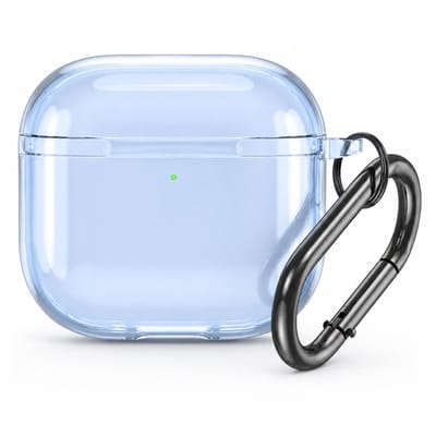 Enluxe Case Geschikt voor Airpods 4 2024 - Transparant Blauw - Schokbestendige Hardcase met Clip