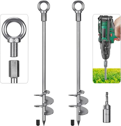 Heavy Duty Grondanker 61 cm - Metalen Aarde Staak Spiraal Blade Schroef voor Camping en Tuin