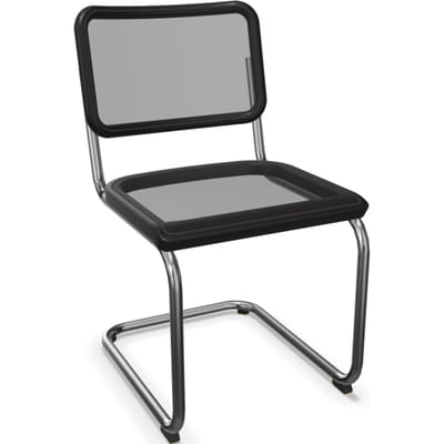 Thonet S  32 N Cantilever stoel - zwart gebeitst - kunststofglijder zwart met vilt