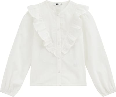 WE Fashion Meisjes blouse met ruches en embroideries