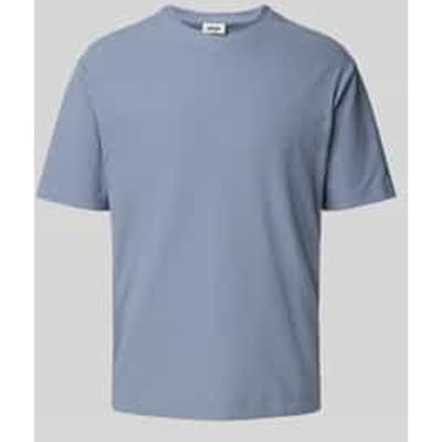 T-shirt met geribde ronde hals, model 'GILBERD'