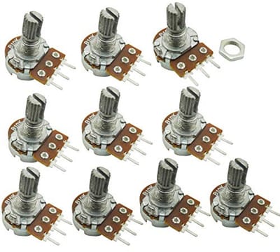 10 Stuks 10K Ohm Linear Potentiometer met Knurled Shaft en Top Adjustering