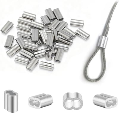 Kabelklemmen - Aluminium Hulzen - Staalkabel Bevestigen - Dubbele Gaten Ontwerp - 2 mm Diameter - Zilver
