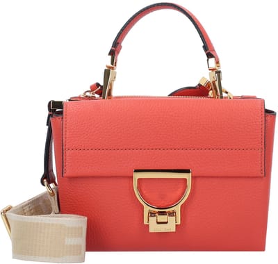 COCCINELLE Leren Schoudertas Handtas Arlettis Signature Handbag Grained Leather Cuir Bruine