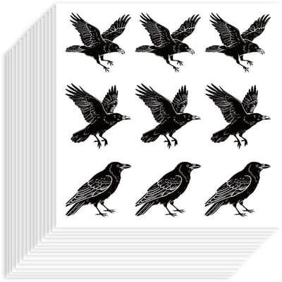 Dailygoods- Raafstickers 180 Stuks - Zelfklevend Papier - Waterdicht - Decoratieve Stickers - Halloween/Kraaien - Planner/Scrapbook - Decoratiestickers