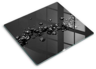 Wallfluent Spatscherm Keuken - Grijs Glasplaat Keuken - 60x52 cm - 3D-Vormen Abstractie Achterwand Glasplaat Keuken - Abstractie Rechthoekig Spatscherm Keuken