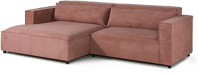 MASSIVMOEBEL24.DE hoekbank roze 95% polyester / 5% polyamide 266x150x80 cm SOFAS deels gemonteerd