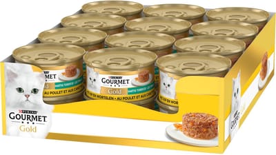 Gourmet Gold Hartig Torentje - 24 x 85 g - Kip & wortel - Kattenvoer Natvoer