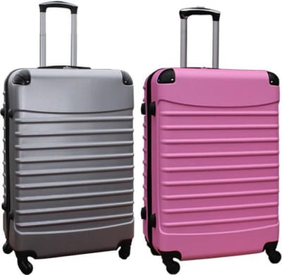 Travelerz kofferset 2 delige ABS groot - met cijferslot - 95 liter - zilver - licht roze
