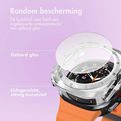 Screen protector - Geschikt voor Samsung Galaxy Watch Ultra (2024/2025) - Full Cover Hard Case / Beschermend Hoesje - Transparant